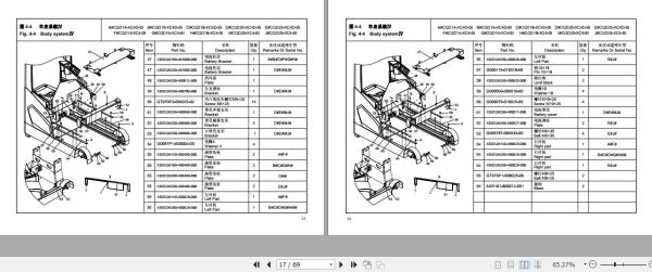 Hangcha Electric Reach Truck CQD14 XC4D SI to CQD25 XC4 SI Parts Catalog 2022 2