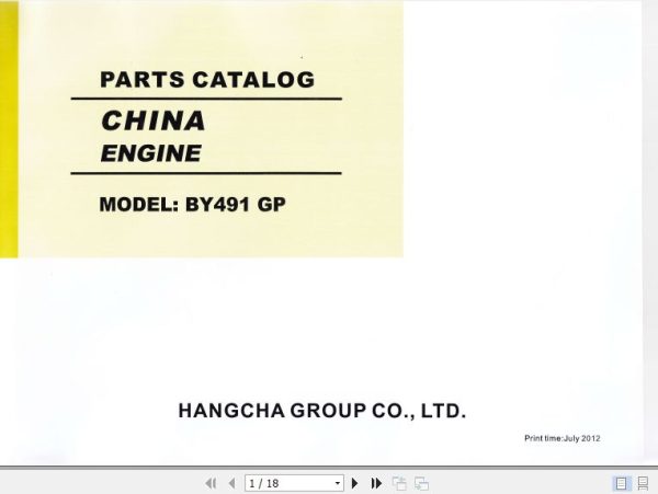 Hangcha Engine BY491 GP Parts Catalog 2012 1
