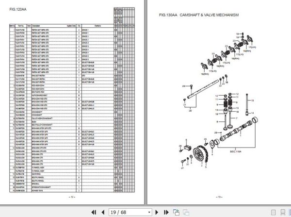 Hangcha Engine GK21 GK25 Parts Catalog PEK300 KU017A 2017 2