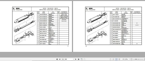 Hangcha Forklift 1.0t 1.8t Mast Parts Catalog 2015 2
