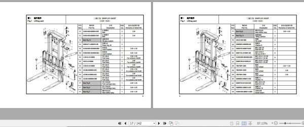 Hangcha Forklift 2.0t 3.5t Mast Parts Catalog 2015 2