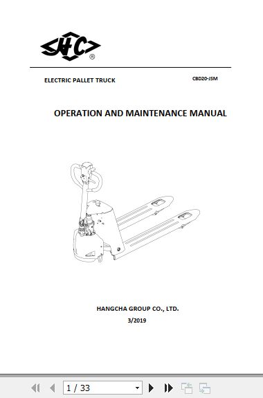 Hangcha Forklift CBD20 JSM Operation Maintenance Manual 2019 1