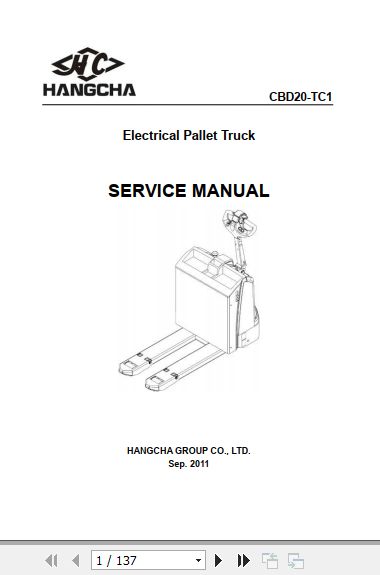 Hangcha Forklift CBD20 TC1 Service Manual 2011 1