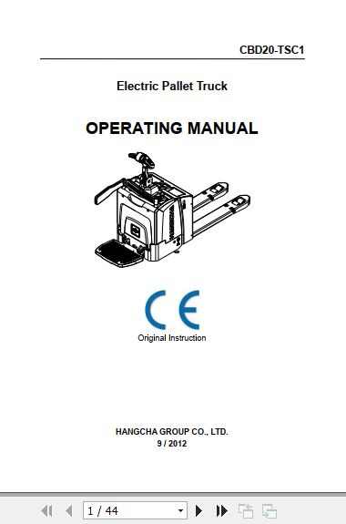 Hangcha Forklift CBD20 TSC1 Operating Manual 2012 1