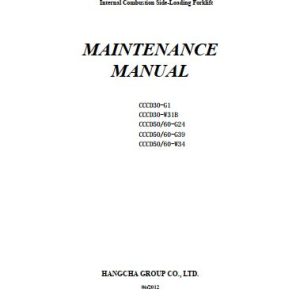 Hangcha Forklift CCCD30 G1 to CCCD60 W34 Maintenance Manual 2012 1