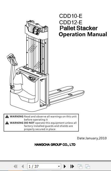 Hangcha Forklift CDD10 E CDD12 E Operation Manual 2010 1