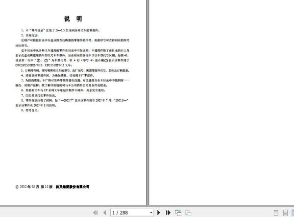 Hangcha Forklift CPC20HB G5 to CPC35 HBW13 Parts Catalog 2012 1