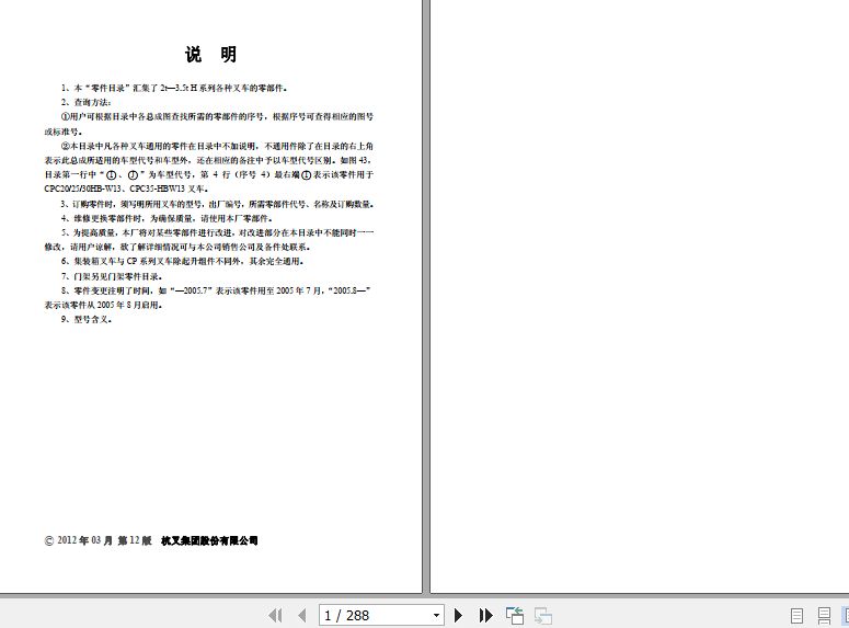 Hangcha Forklift CPC20HB G5 to CPC35 HBW13 Parts Catalog 2012 1