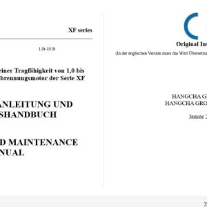 Hangcha Forklift CPCD10 XW10F to CPCD100 XW48 Operation Maintenance Manual 2015 DE 1