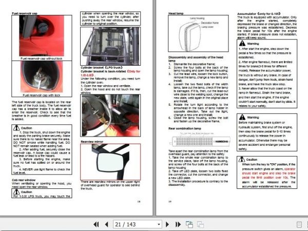 Hangcha Forklift CPCD10 XW10F to CPCD100 XW48 Operation Maintenance Manual 2016 2