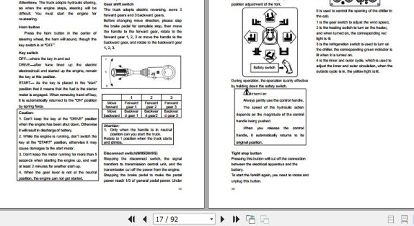 Hangcha Forklift CPCD140 XRAW85G to CPCD180 XRH9G Operation Maintenance Manual 2020 2