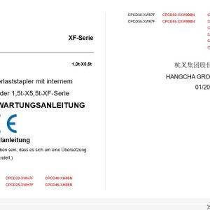 Hangcha Forklift CPCD15 XW97F to CPCD55 XXH8BN Operation Maintenance Manual 2020 DE 1