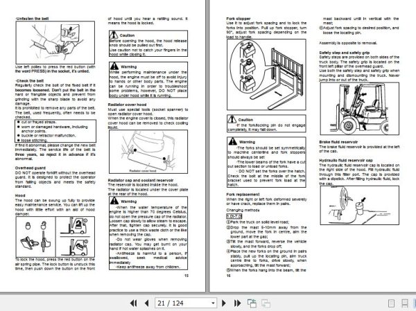 Hangcha Forklift CPCD15N RW to CPQD35N RW22B Y2 Operation Maintenance Manual 2018 2