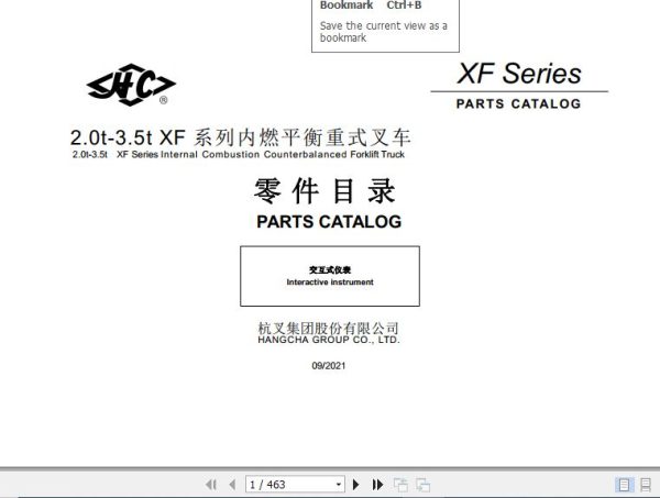 Hangcha Forklift CPCD30 XW97F to CPYD25 XW71F Parts Catalog 9.2021 1