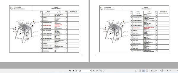 Hangcha Forklift CPCD40 XRG76 to CPCD45 XRW19 Parts Catalog 2020 2