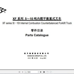 Hangcha Forklift CPCD50 XH15B to CPCD100 XW96G Parts Catalog 2021 1