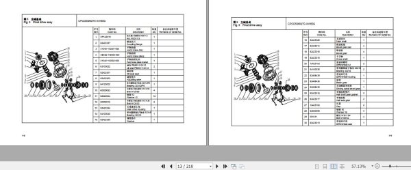 Hangcha Forklift CPCD50 XW65G to CPCD70 XW65G Parts Catalog 2017 2