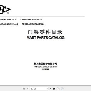 Hangcha Forklift CPD10 XC4 to CPD20 J4 I Parts Catalog 2022 1