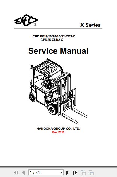 Hangcha Forklift CPD15 XD2 C to CPD25 XLD2 C Service Manual 2019 1
