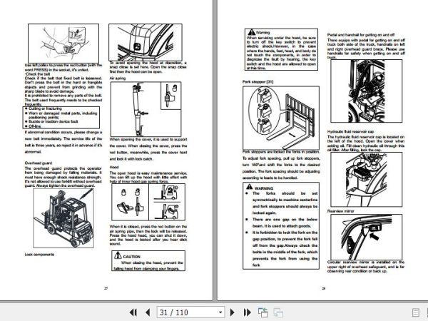 Hangcha Forklift CPD15 XD4 SI16 to CPD35 XD4 SI26 Operation Maintenance Manual 2020 2