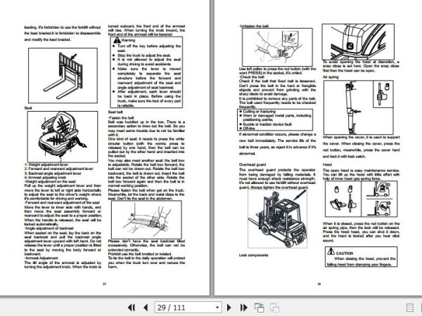 Hangcha Forklift CPD15 XD4 SI16 to CPD50 XXD4 SI28 Operation Maintenance Manual 2020 2