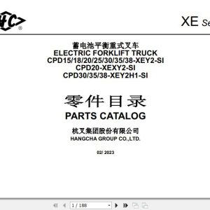 Hangcha Forklift CPD15 XEY2 SI to CPD38 XEY2H1 SI Parts Catalog 2023 1