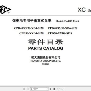 Hangcha Forklift CPD40 XD4 SI28 to CPD50 XXD6 SI28 Parts Catalog 2023 1