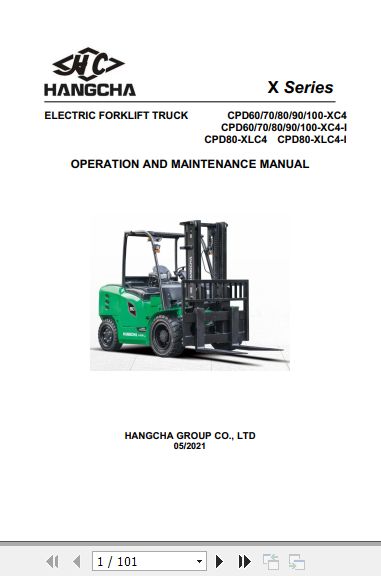 Hangcha Forklift CPD60 XC4 to CPD80 XLC4 I Operation Maintenance Manual 5.2021 1