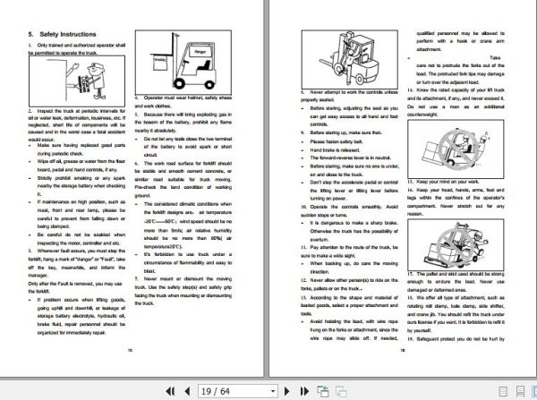 Hangcha Forklift CPD7.5 AC1 to CPD9.9 AD2 Operation Maintenance Manual 2014 2