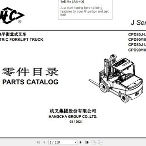 Hangcha Forklift CPD80J L to CPD100J I Parts Catalog 2021 1