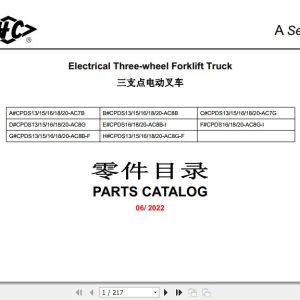 Hangcha Forklift CPDS13 AC7B to CPDS20 AC8G F Parts Catalog 2022 1