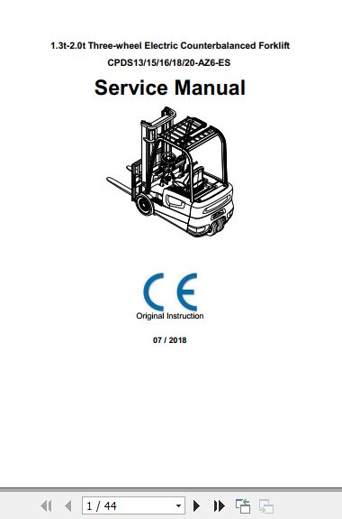 Hangcha Forklift CPDS13 AZ6 ES to CPDS20 AZ6 ES Service Manual 2018 1