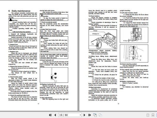 Hangcha Forklift CPDS15 AHC2 Operation Maintenance Manual 2019 2