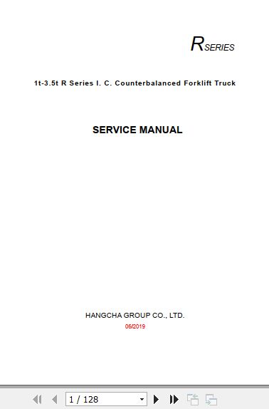Hangcha Forklift CPQ10N RW21 to CPCD35N RW43B Service Manual 2019 1