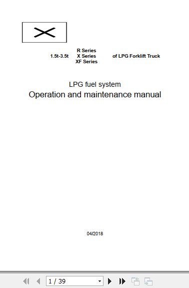Hangcha Forklift CPQD15N RW21 Y to CPYD35 XRW22 Operation Maintenance Manual 2018 1