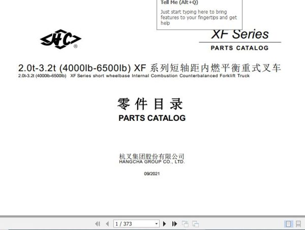 Hangcha Forklift CPYD20 XW71F C to CPQYD32 XW22F C Parts Catalog 2021 1