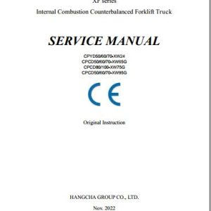 Hangcha Forklift CPYD50 XW24 to CPCD70 XW95G Service Manual 2022 1