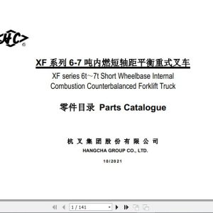 Hangcha Forklift CPYD60 XW24B C to CPYD70 XW68B C Parts Catalog 2021 1