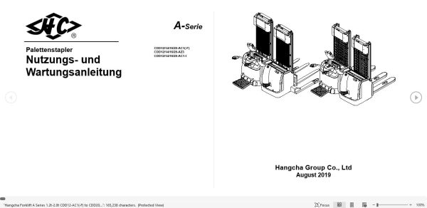 Hangcha Forklift CQD12 AC4 to CQD20 AD2 Operation Manual 2020 DE 1
