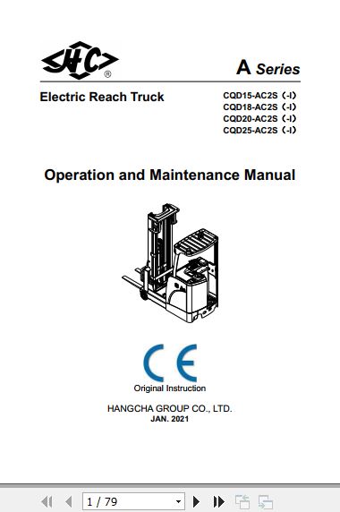 Hangcha Forklift CQD15 AC2S to CQD25 AC2S Operation Maintenance Manual 2021 1