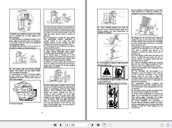 Hangcha Forklift CQD15H SC1 to CQD20H SC2 Operation Maintenance Manual 2012 2
