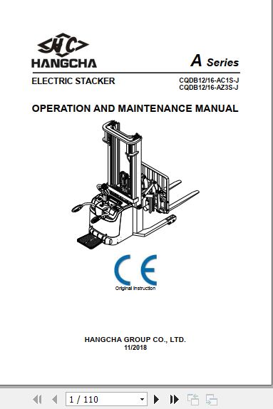 Hangcha Forklift CQDB12 AC1S J to CQDB16 AZ3S J Operation Maintenance Manual 2018 3