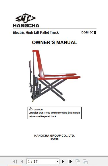 Hangcha Forklift DGB10CII Owners Manual 2015 1