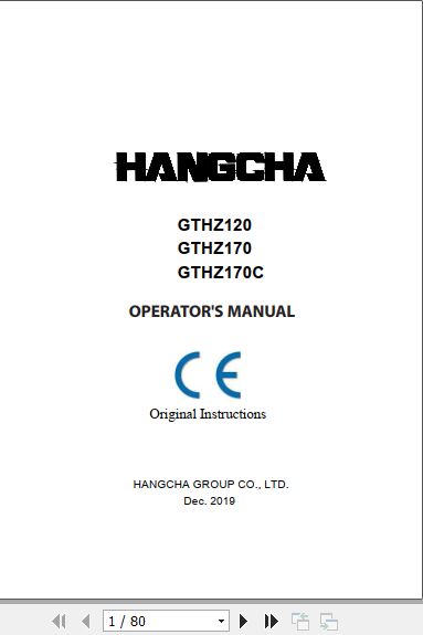 Hangcha Forklift GTHZ120 GTHZ170 GTHZ170C Operators Manual 2019 1
