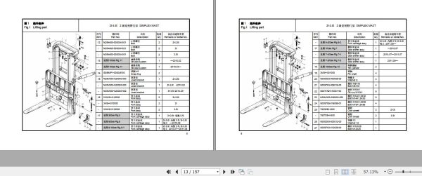 Hangcha Forklift H Series L Series 2t 3.5t Mast Parts Catalog 2012 2