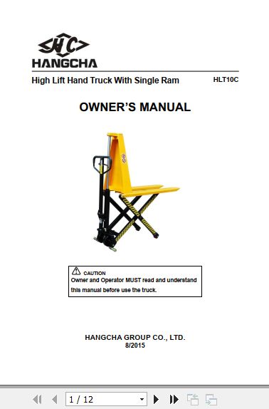 Hangcha Forklift HLT10C Owners Manual 2015 1