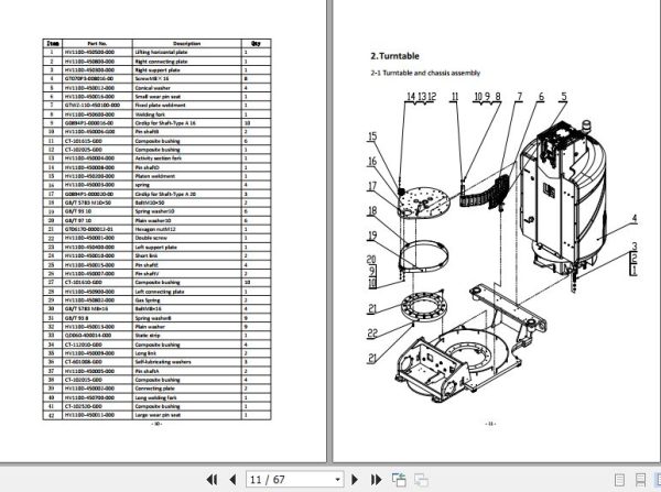 Hangcha Forklift HV11OD Parts Catalog 2021 2