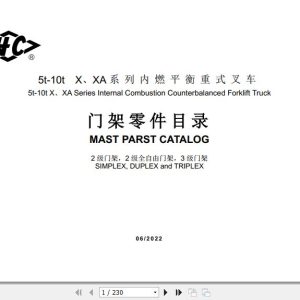Hangcha Forklift X XA Series 5.0 10.0t Mast Parts Catalog 2022 1