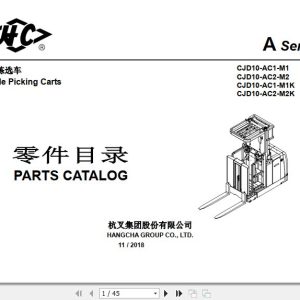 Hangcha Middle Picking Carts CJD10 AC1 M1 to CJD10 AC2 M2K Parts Catalog 2018 1