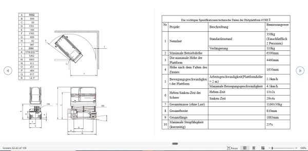 Hangcha Scissor Lift 65XE II to 140XEL II Operation Manual Parts Catalog 2016 DE 2